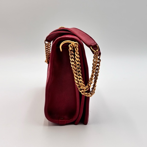 Saint Laurent Becky Quilted Leather Shoulder Bag Red Gold Hardware - Picture 3 of 13